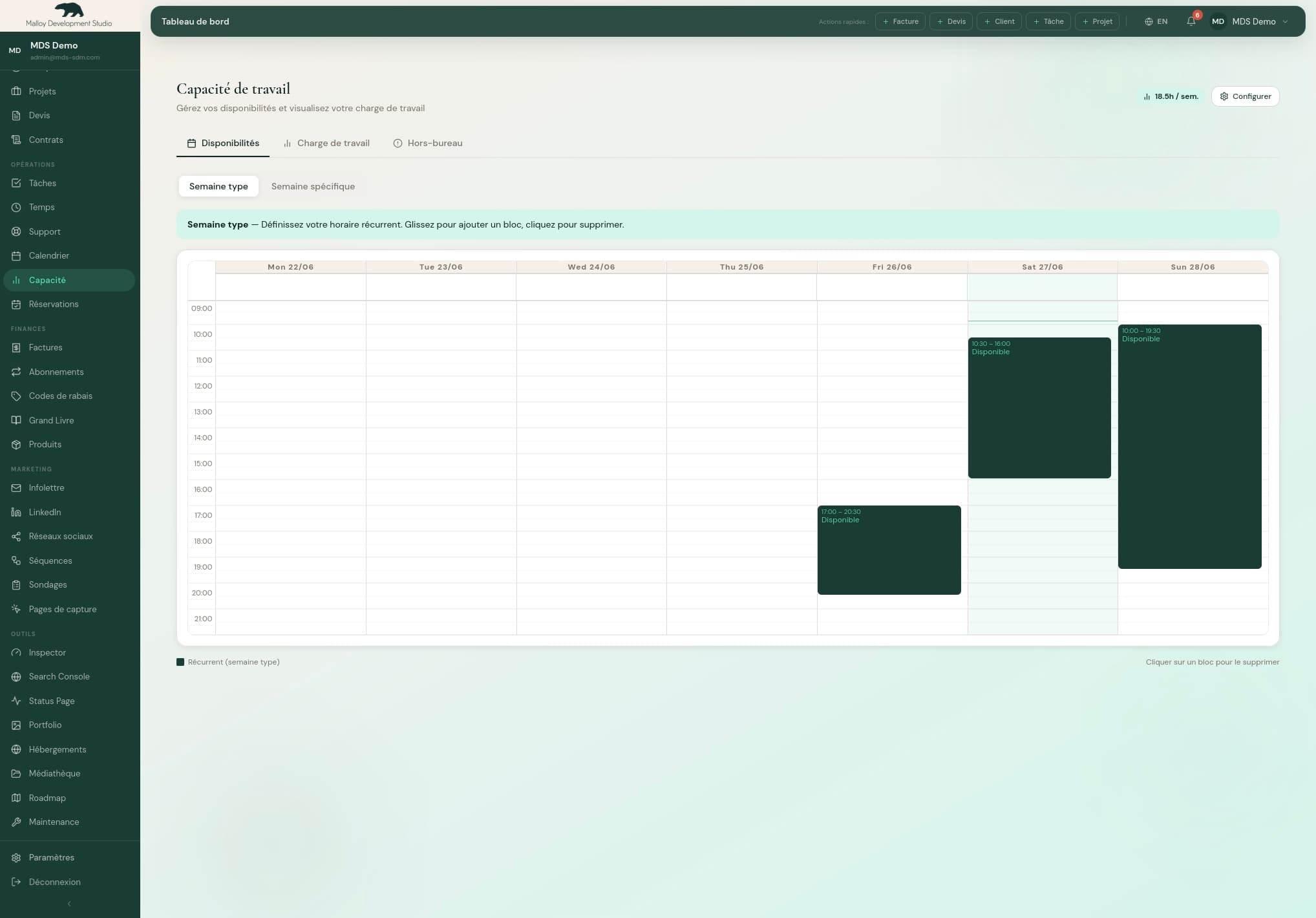 Outil CRM Interne — capture d'écran